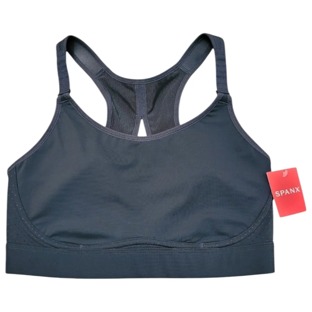 NEW SPANX Black Core High Impact Wireless Racerback Jersey Sports Bra 34C